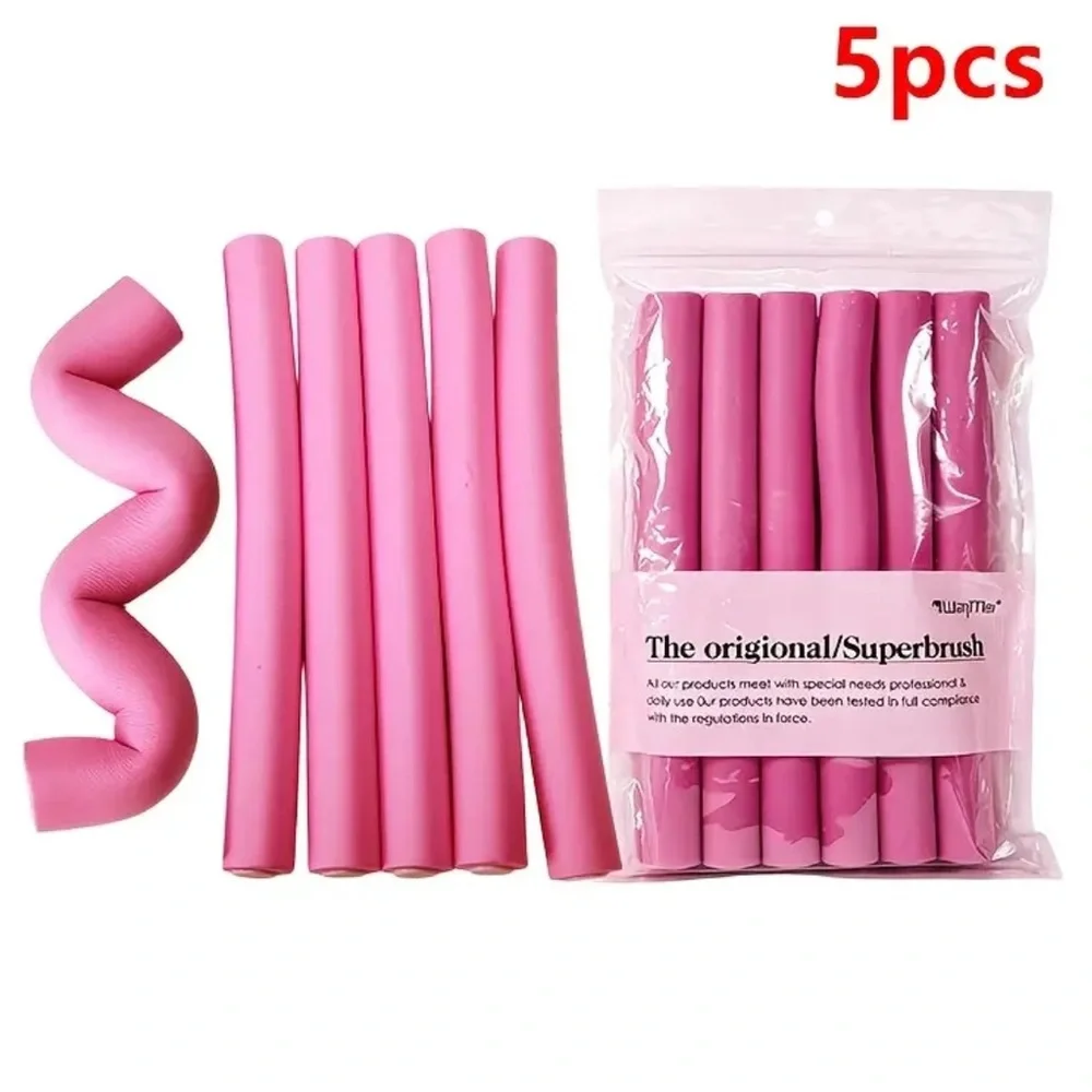 Soft Pink Foam Hair Rollers - Set of Styling Curlers